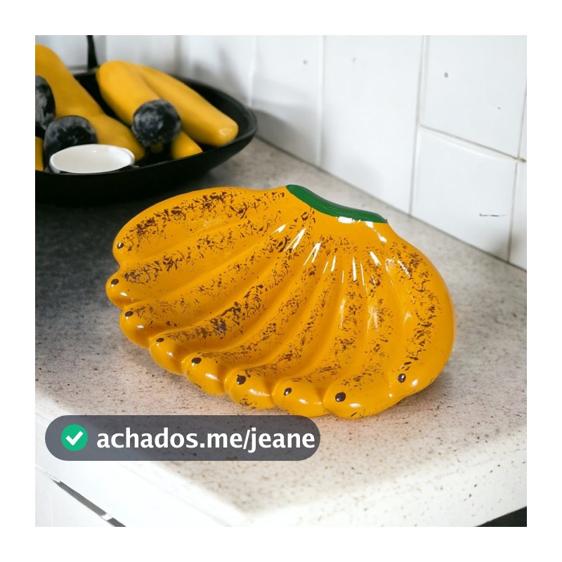 Fruteira Banana de Cozinha Cerâmica Decoração Mesa Aparador Frutas Suporte