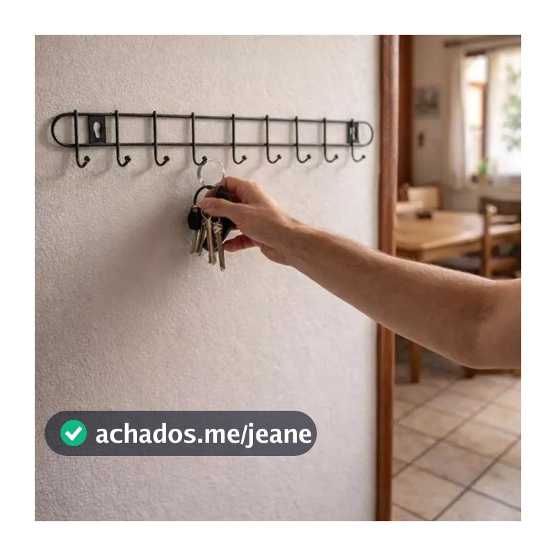 Cabideiro com 6 | 8 Ganchos Cabide Multiuso Organizador Preto de Parede Toalhas Bolsas Chaves Cozinha Banhieiro