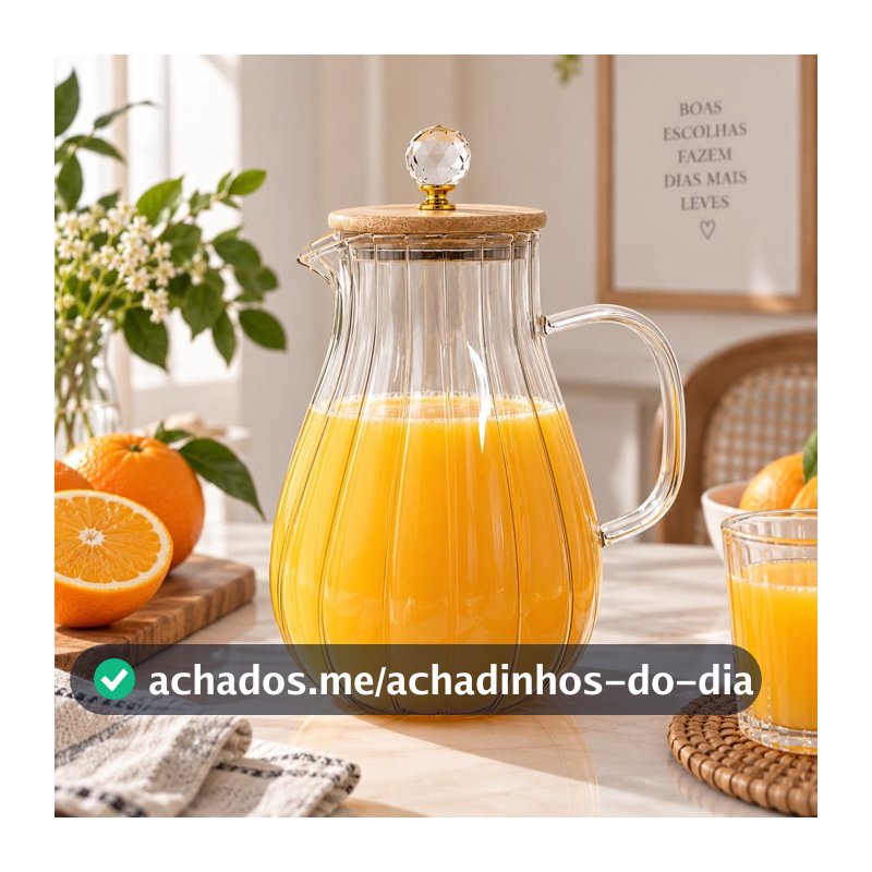 Jarra de Vidro 1,8L Luxo Tampa Bambu 26165 - Vencedor