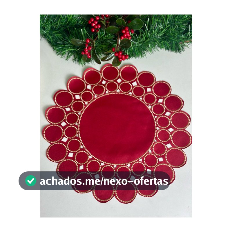 Kit 6 Lugares Jogo Americano Esfera Vermelho Natal Mesa Posta Festiva Elegante Decoração Ceia de Fim de Ano