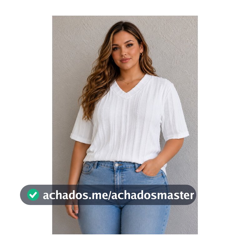 Blusa Feminina Plus Size Manga Curta soltinha