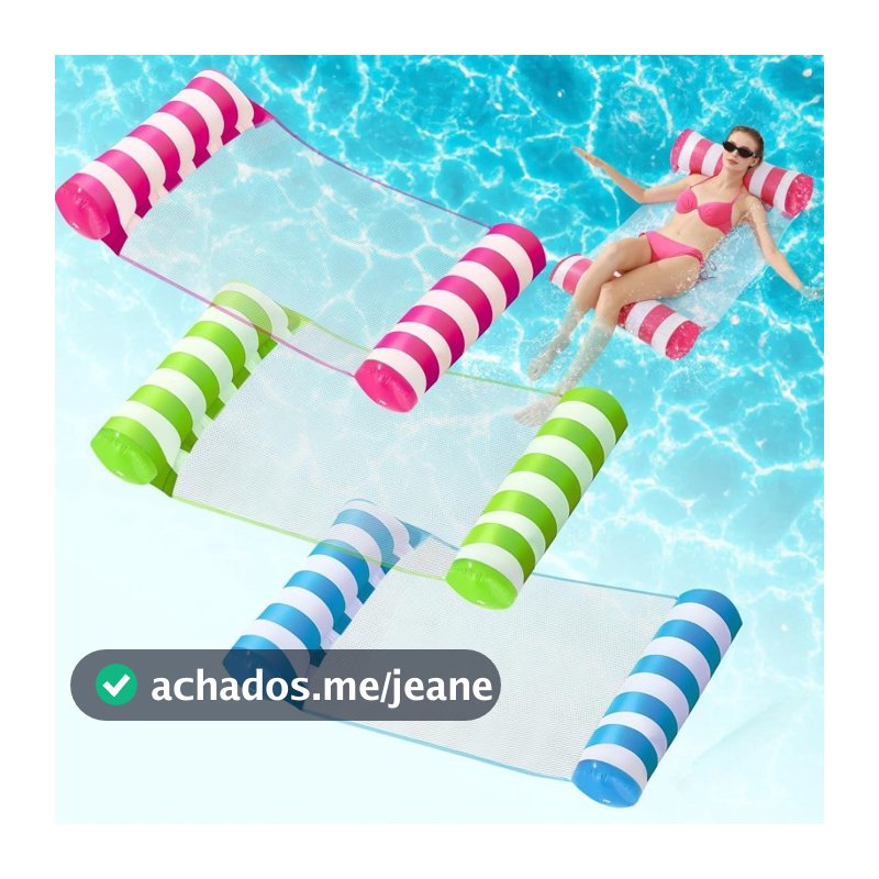Bóia de Piscina Inflável com Rede Flutuante - Colchão de Água Reclinável e Confortável