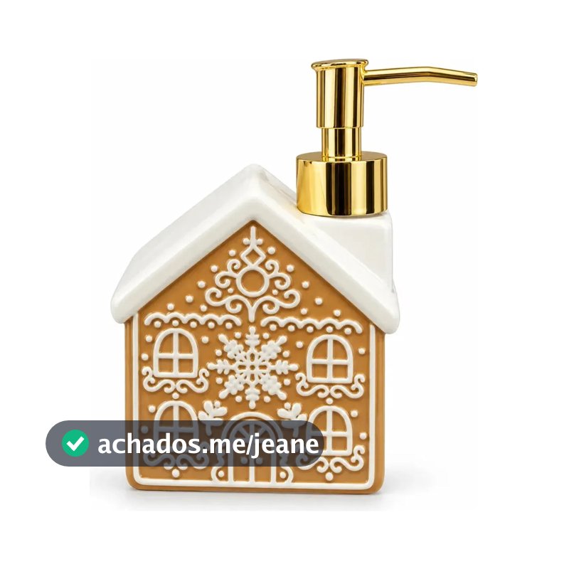 Porta Sabonete Líquido De Cerâmica Casinha De Natal Enfeite Natalino Dispenser Para Banheiro E Lavabo