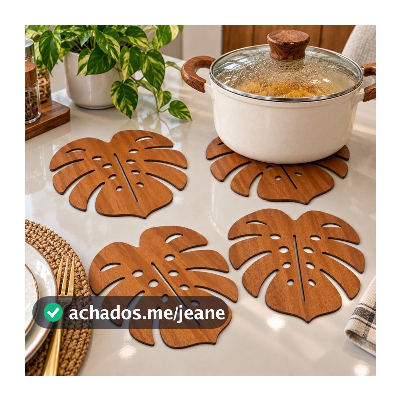 Descanso de Panelas de Madeira Costela de Adão Kit com 4 5 e 6 Unidades Leve 15x15cm - Promoção !