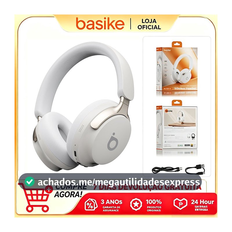 Basike Wireless Bluetooth Headset cancelamento de ruído estéreo Bluetooth universal elegantes leves