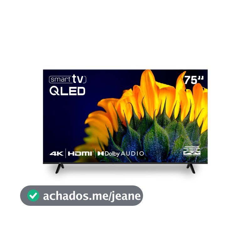 Smart TV HQ QLED 75 Polegadas HQ-QLED75SM 4K Wi-Fi Bluetooth, Apps, Netflix, YouTube e Prime Vídeo