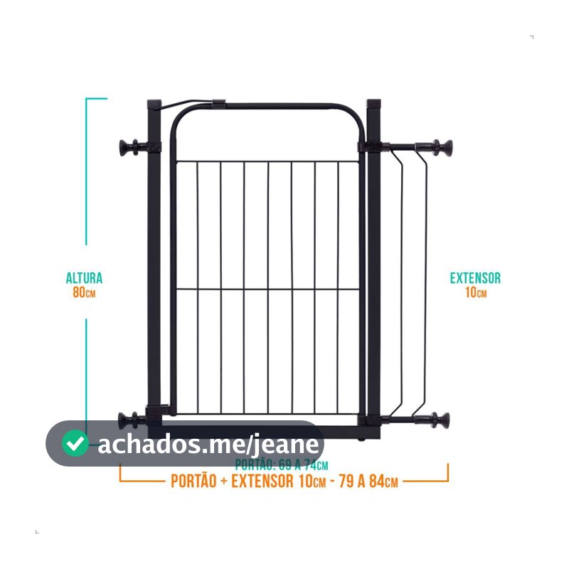 Portão Para Cachorro Grade De Segurança Para Criança Cercado Proteção Barato Para Segurança Bebê 70 cm até 83,5 cm.