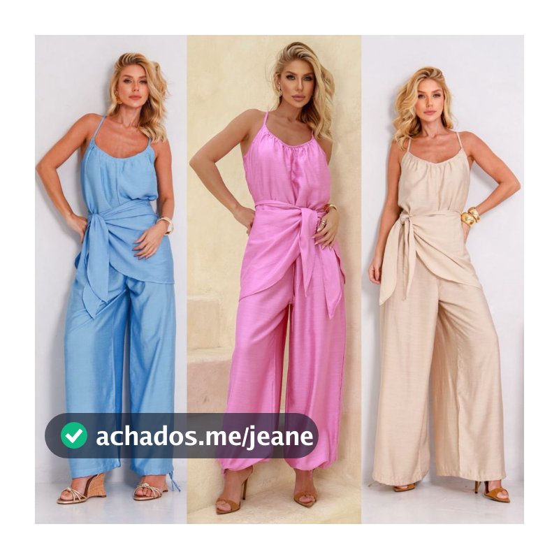 Macacão Feminino Soltinho Pantalona Aladim Jogger com Alças Finas e Lenço Laço Confortável Elegante