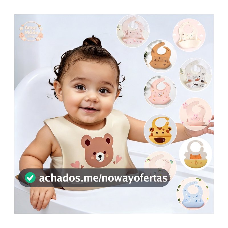 Babador Bandana Impermeável De Silicone Para Alimentação Bebê Com Pega Migalhas Ajustável Resistente E Durável Infantil