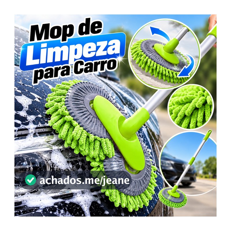Mop para lavagem de carros, escova de limpeza ajustável de cabeça dupla, superabsorvente
