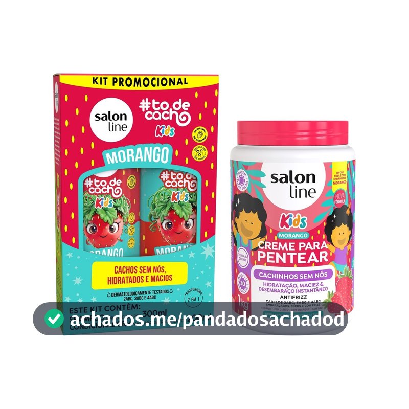 Kit Morango com Shampoo + Condicionador e Creme de Pentear Kids