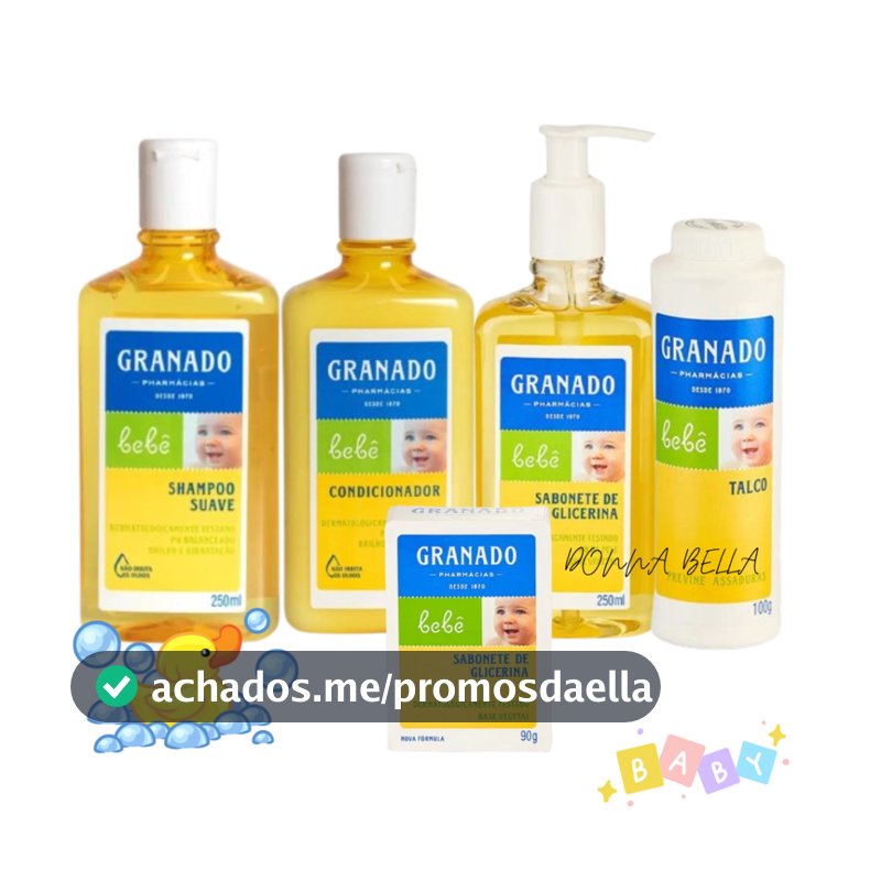 Kit Infantil Granado Bebê c/05 Produtos (sabonete líquido, shampoo, condicionador, talco, sab barras