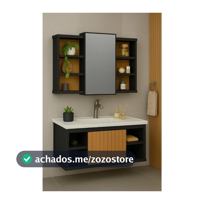 Conjunto Gabinete Cuba Espelheira Completo Com Porta Nichos E Espelho