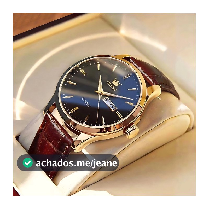OLEVS Relógio Masculino Relogio A Prova D'água Luxo Orient Leather Calendário Formal Moda Simples e Moderna 6898