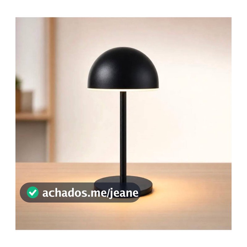 Luminária De Mesa Abajur Led 3 Tons USB Eclipse Metal Preta
