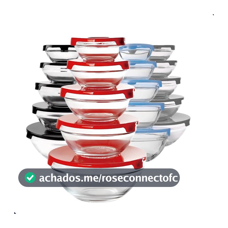 Conjunto 5 Potes Em Vidro Com Tampa Vasilhas Tigelas Bowls Marmita Para Armazenamento De Alimentos