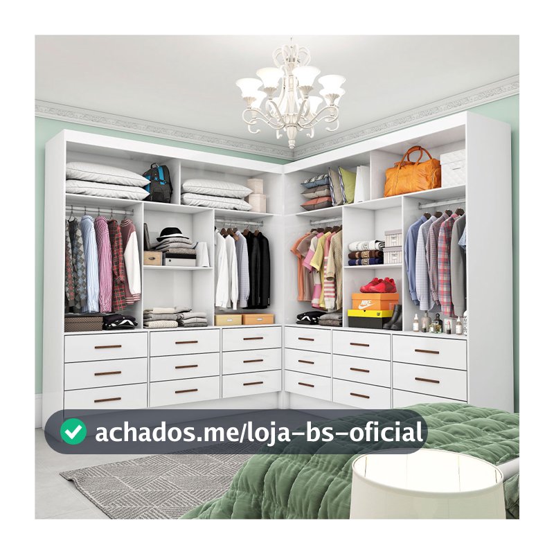 Closet Casal Duplo Sevilha Premium 18 Gavetas sem Portas Carioca Móveis