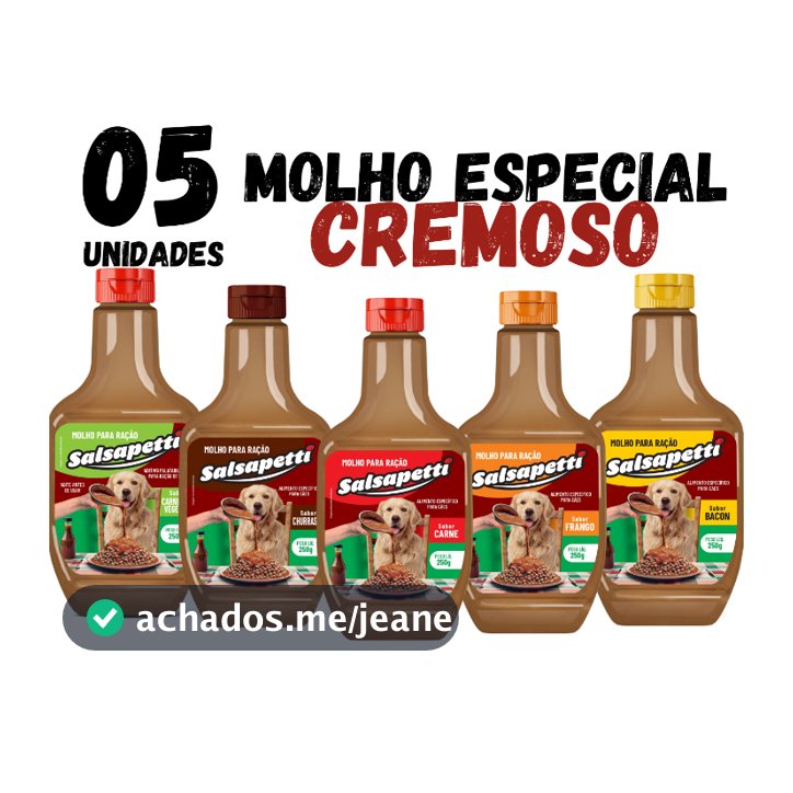 Kit 5 Molho para Ração de Cachorro 250g Salsapetti Sabores Cremoso Sachê para Cachorro Molho para Ração Pet Cães e Gatos