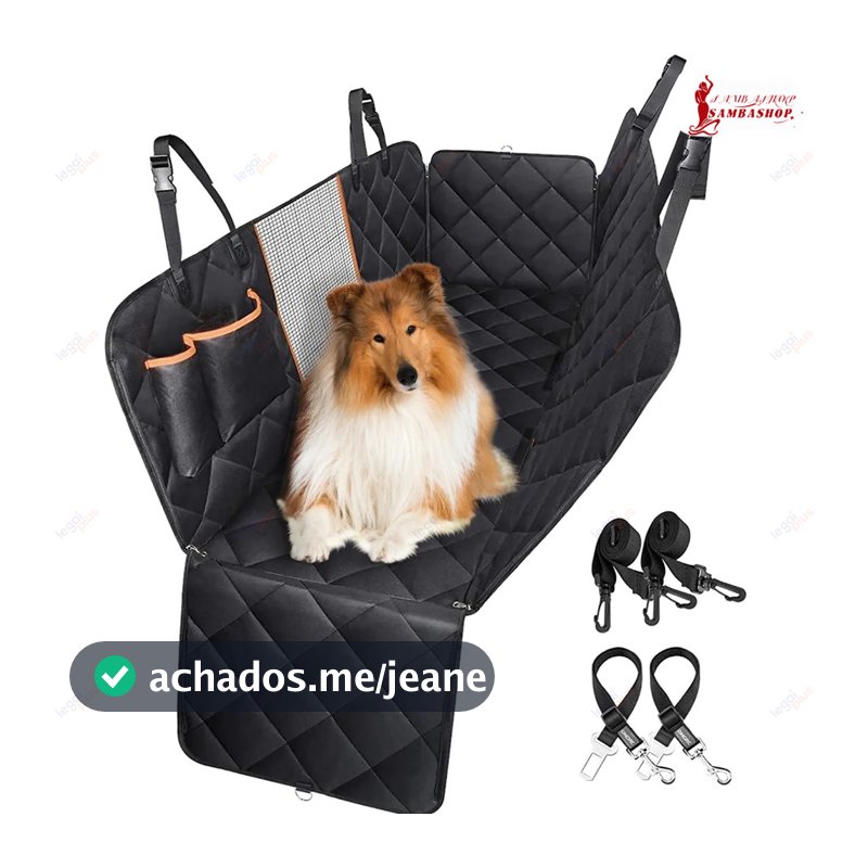 Capa Impermeável de Luxo para Banco de Carro com Cinto de Segurança para Cães e Gatos