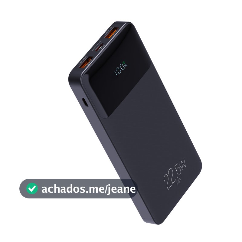 Power Bank Carregador Portátil, Display Indicador, 10200mAh 22.5W, Turbo, Preto, PB102BK, ELG