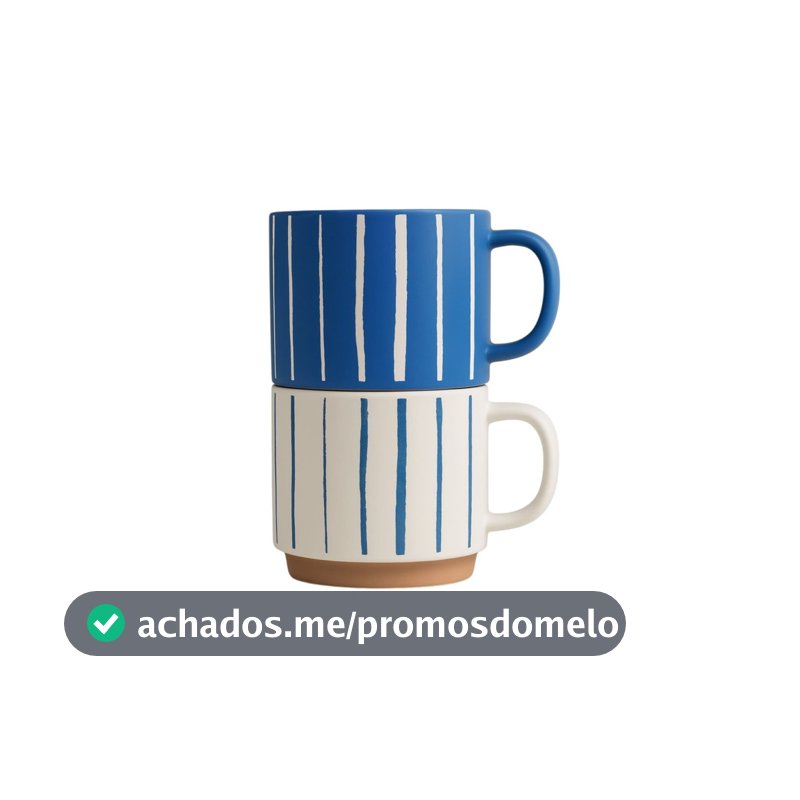 2 Canecas de Cerâmica Listras 430ml Empilhável Premium