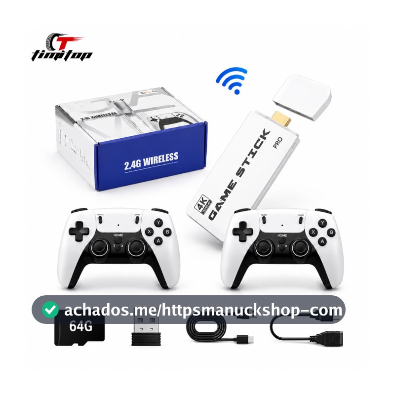 NOVO Vídeo Game Stick M15 Plus 4k 64gb Hdmi Com 2 Controles Se Fio +20mil Jogos Moby