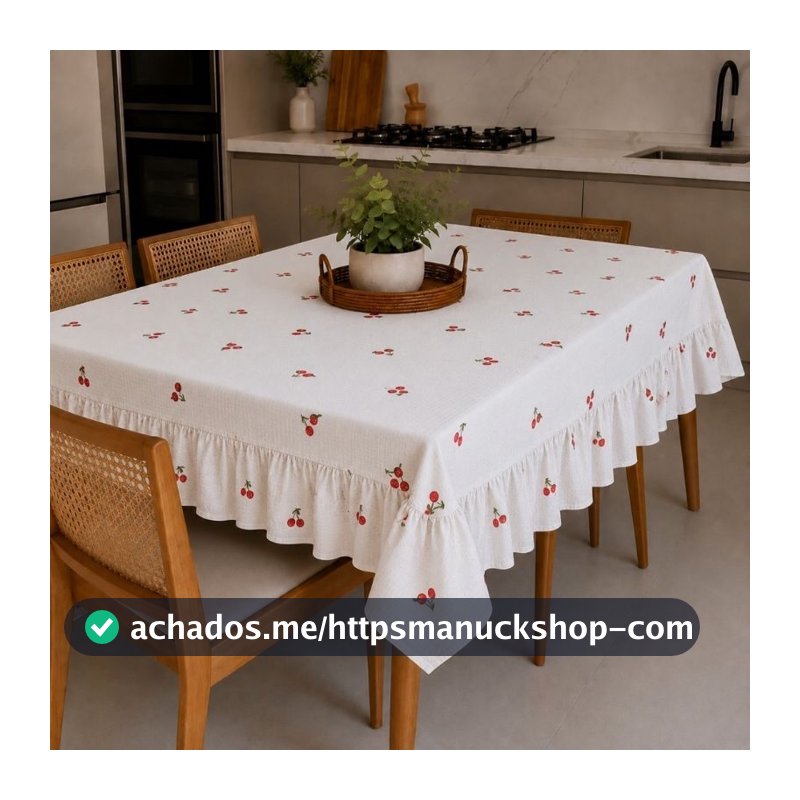 Toalha de Mesa Piquet com Babado | 4 cadeiras | 6 cadeiras | 8 cadeiras