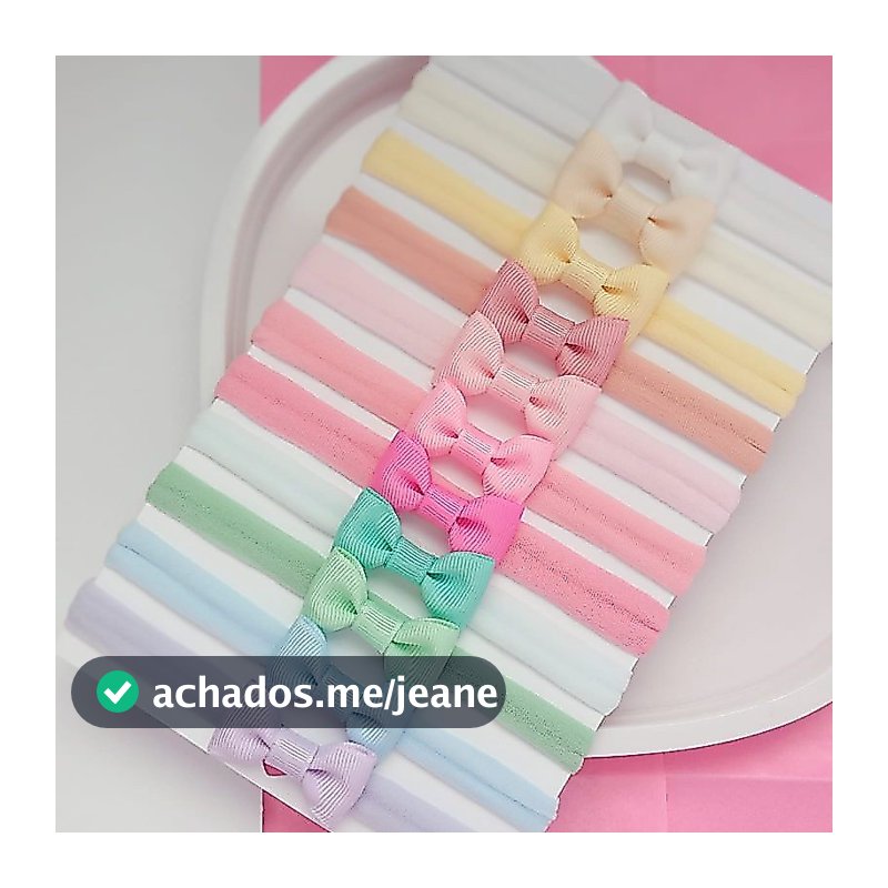 kit com 10 Lacinhos + Brinde Laço Cor Branca Tiarinhas para Bebês Meia de seda Laços RN
