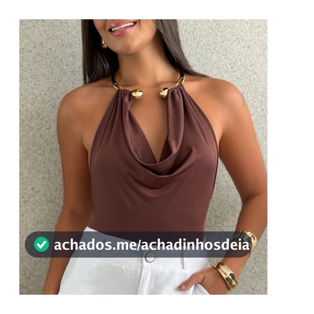 Blusa Feminina Argola Colar Decote V Vazado Costas Nua Suplex Premium Estilosa Elegante Sofisticada