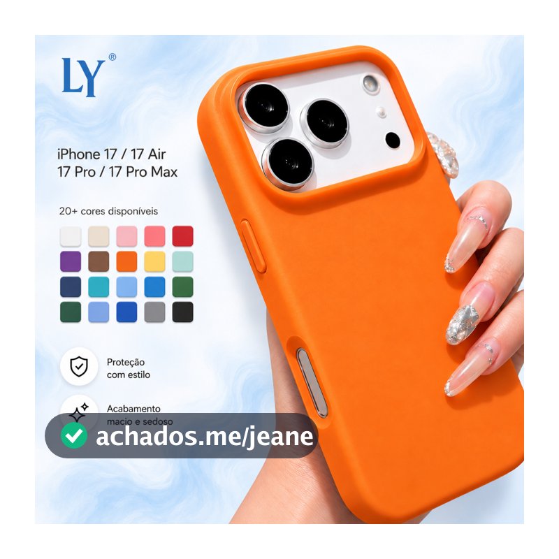Capa Silicone Aveludada para iPhone 17 / 17 Air / 17 Pro / 17 Pro Max Antichoque Premium Toque Macio
