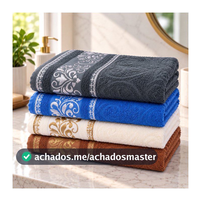 Kit 4 Toalha Banho Imperial 100% Algodão Tam 75cm x 130cm Alta Absorção Alta Qualidade Premium Luxo