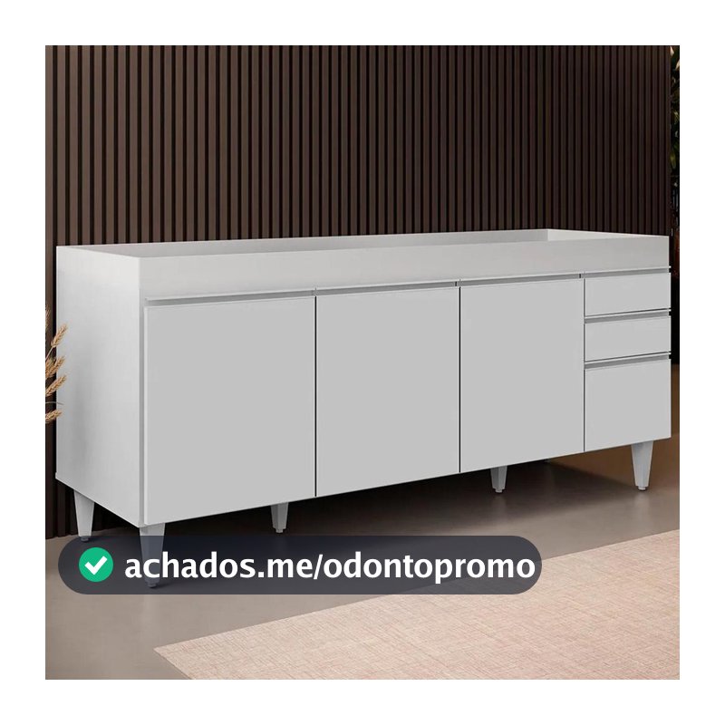 Balcão Gabinete Para Pia 180cm Sem Tampo Dallas Branco - Lumil