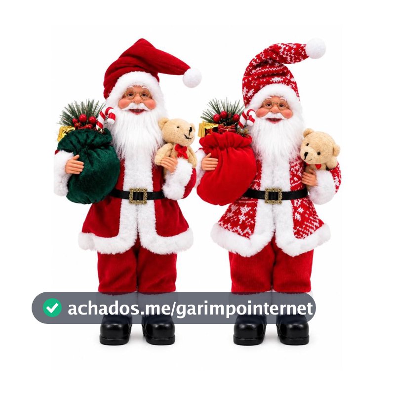 Boneco Papai Noel 49cm Luxo Enfeite Decoração Natalina ursinho