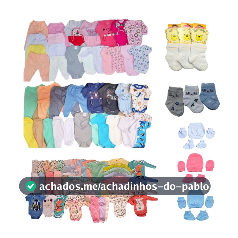 kit 30 peças enxoval bebê body calça meia touca e luva