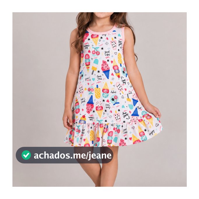 Vestido Infantil Verão Feminino Sorvete - Rosa