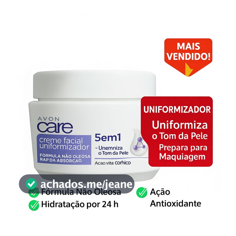 Creme Facial Avon Care Uniformizador 5 em 1 100g – Rápida Absorção, Não Oleoso