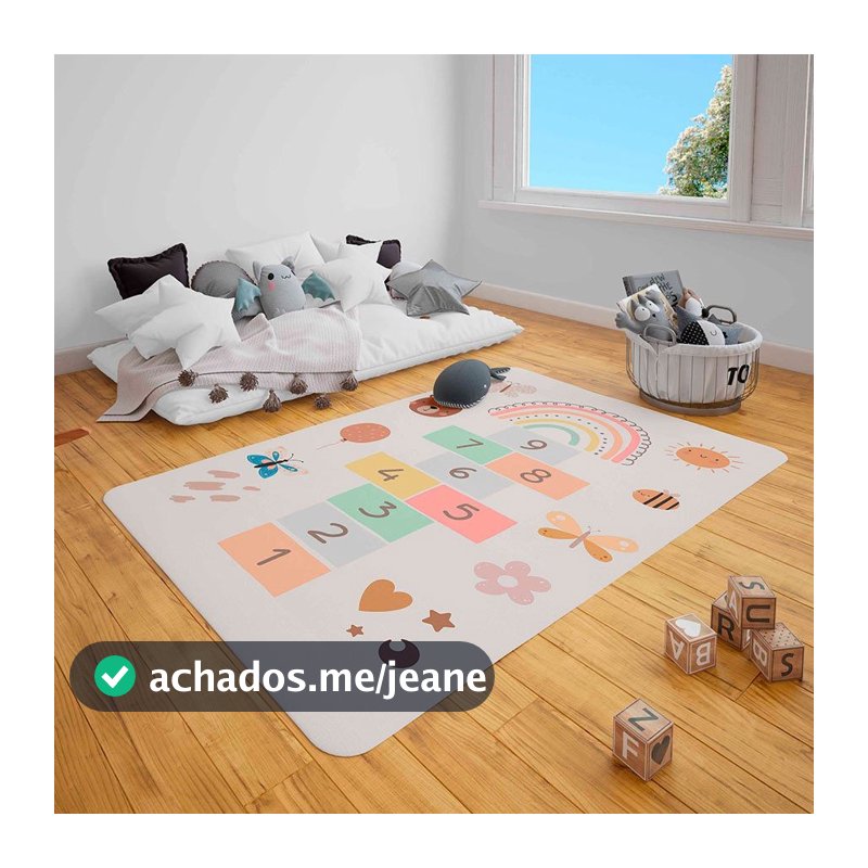 Tapete atividades infantil Grande Sala 69X118 | Amarelinha, Brincadeira | Antiderrapante, Promoção