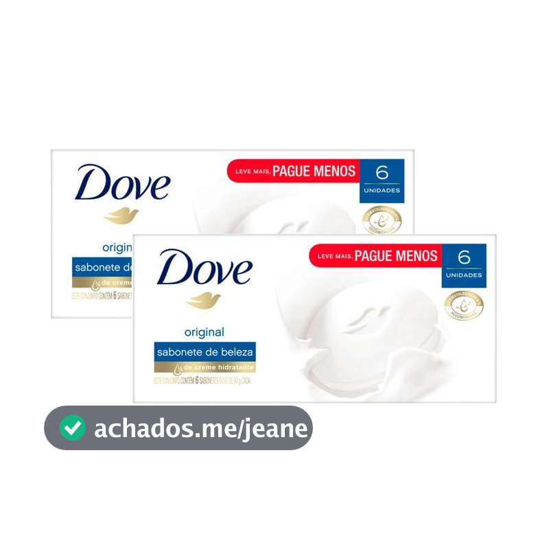 Kit 2 Sabonete em Barra Dove Original com 6 Unidades de 90g cada Leve Mais Por Menos