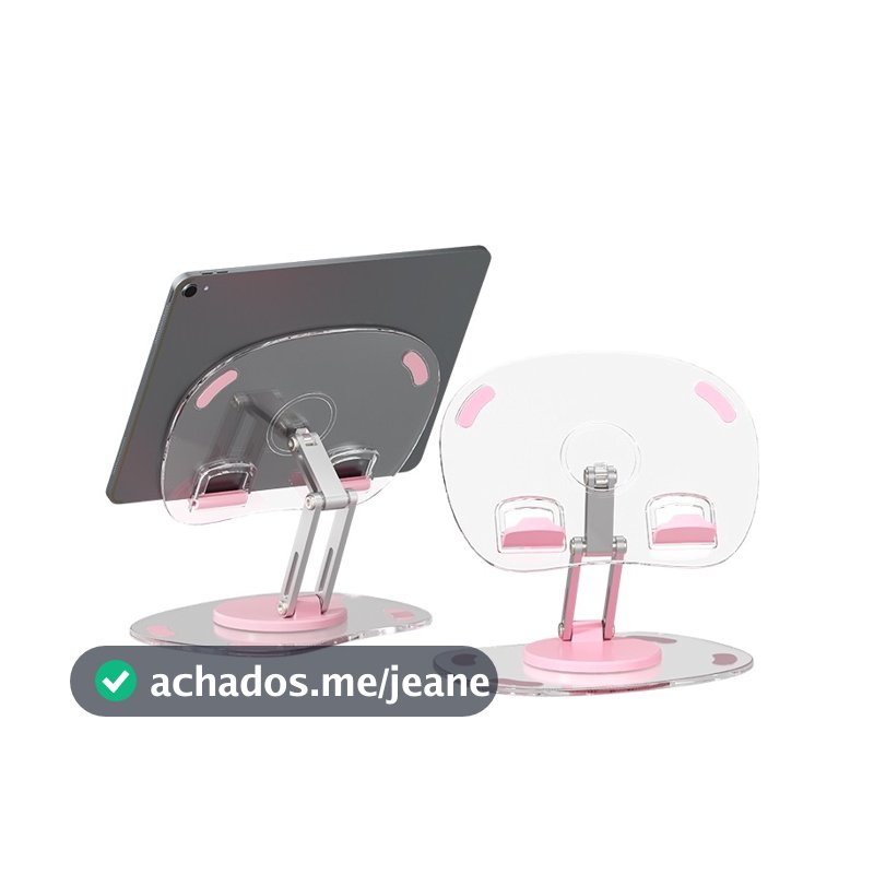 Suporte Para Celular e Tablet Transparente Ajustavél Rotatório 360° Escritorio Acrilico Dobravel