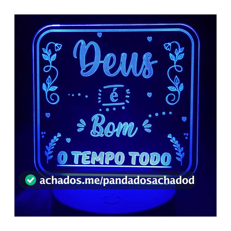 Abajur Luminária Deus é bom o tempo todo frases religiosas Led 3D d Mesa ac0049 Presente Criativo salmo bíblia versículo