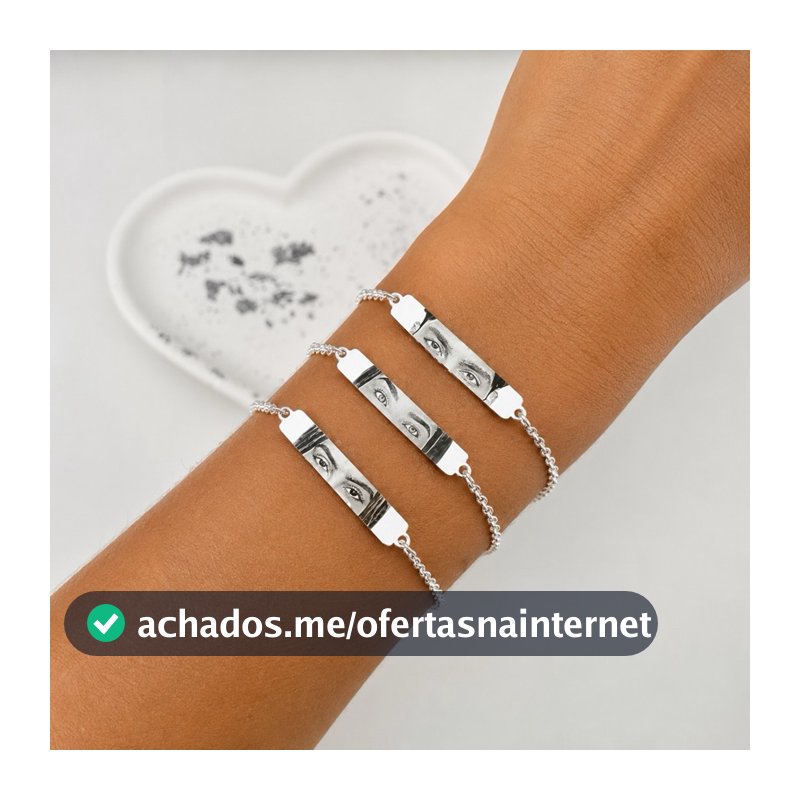 Pulseira olhar feminina foto gravação ultra realista gravação a  laser banhado à prata925 ou ouro18k - ENVIO EXPRESSO