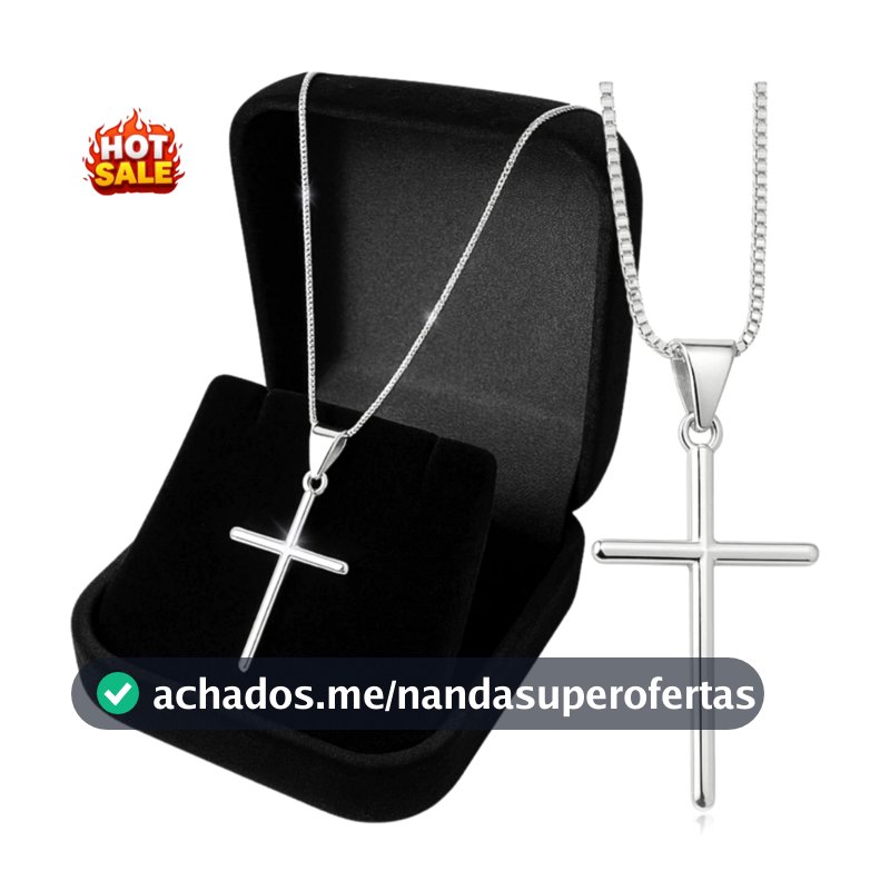 Colar Corrente Prata 925 Veneziana + Pingente de Cruz Crucifixo Legítima Masculina Cordão Fino V12