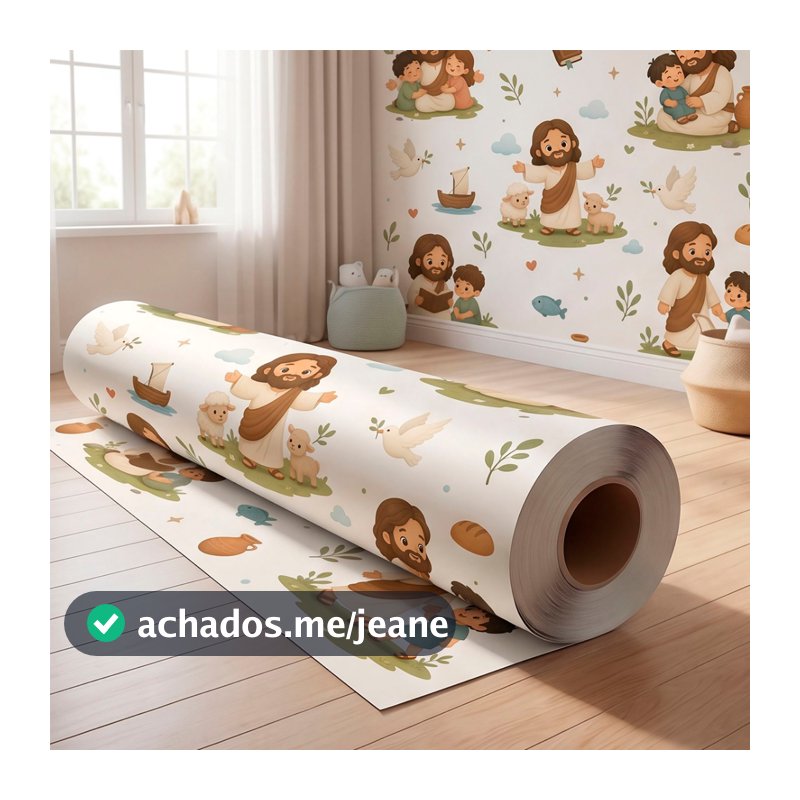 Papel de Parede Adesivo Para Quarto Infantil Bebe Bíblico Jesus Cristão Gospel