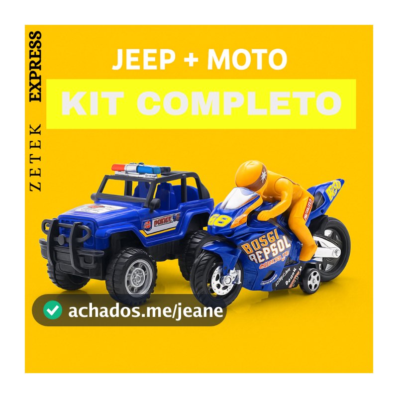 Jeep Policia Brinquedo + Moto Fricção Velocidade Criança Brincar Presente