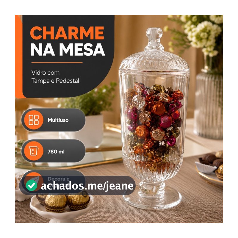 Bomboniere com Pedestal de Vidro  Para Mesa e Decoração