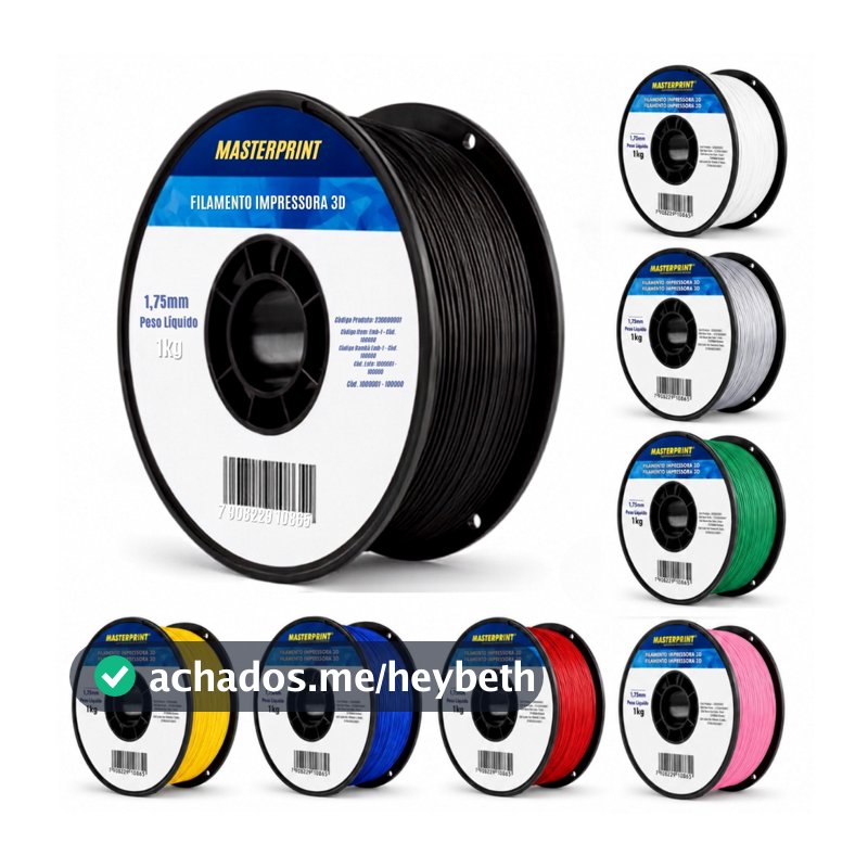 Filamento PETG 1Kg 1.75mm MasterPrint Premium p/ Impressora 3D – Várias Cores