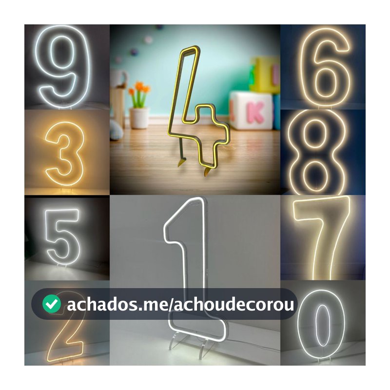 Painel Luminoso Led Neon Números p/ Decoração Festas 110/220v