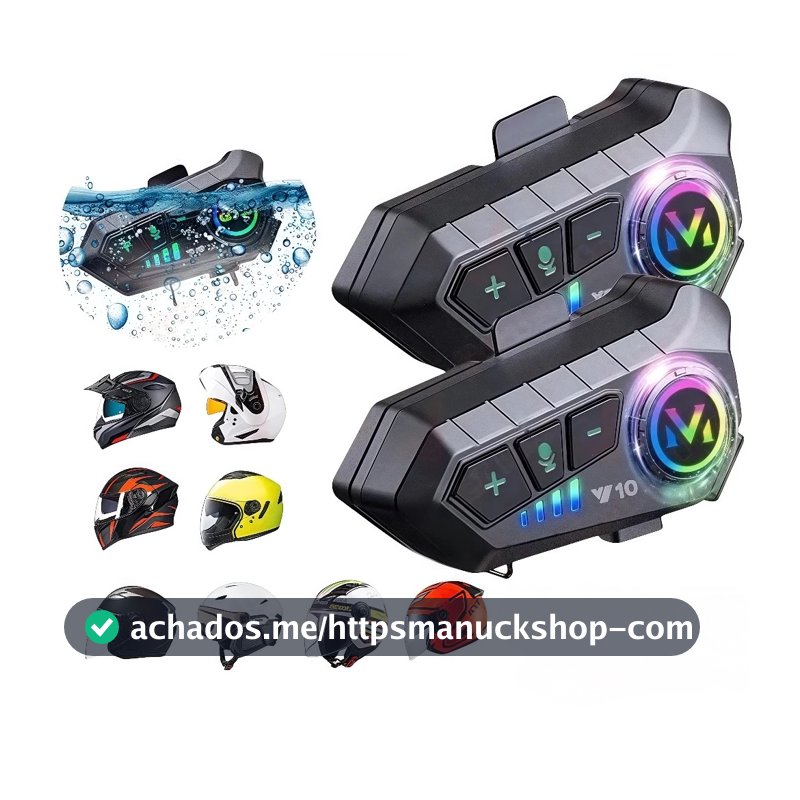 Y10 Motocicleta Sem Fio Bluetooth 5.3 Fone de Ouvido Capacete Kit de Chamadas Mãos Livres À Prova D'Água Interco
