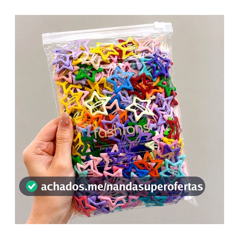 Kit Presilhas de Cabelo Estrela Coloridas Cores Sortidas 10 20 50 100 Unidades