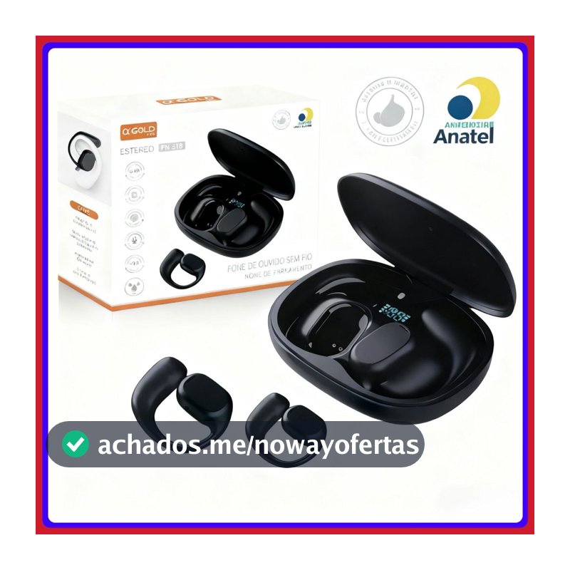 Fone de ouvido Sem fio Bluetooth Condução Óssea Esportivo Orelha Pendurada Design original A’Gold